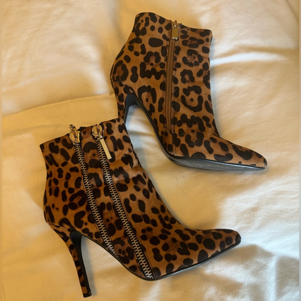 Leopard Print Booties - Size 8